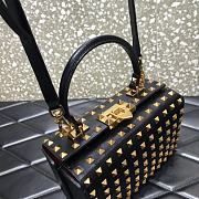 Valentino Rockstud Alcove Box Bag All-Over Studs Grained Leather Black/Gold Metal 19x12x8cm  - 4