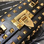 Valentino Rockstud Alcove Box Bag All-Over Studs Grained Leather Black/Gold Metal 19x12x8cm  - 3