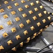 Valentino Rockstud Alcove Box Bag All-Over Studs Grained Leather Black/Gold Metal 19x12x8cm  - 2