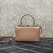 Valentino Rockstud Alcove Box Bag Studs Grained Leather Powder Pink 19x12x8cm - 1