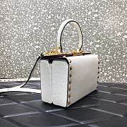 Valentino Rockstud Alcove Box Bag Studs Grained Leather White 19x12x8cm - 3