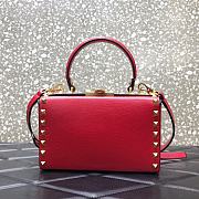 Valentino Rockstud Alcove Box Bag Studs Grained Leather Red 19x12x8cm - 2