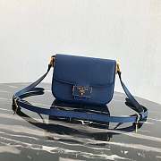 Prada Leather Emblème Bag Blue 1BD217 20.5x14x5cm - 1