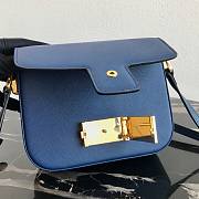 Prada Leather Emblème Bag Blue 1BD217 20.5x14x5cm - 5