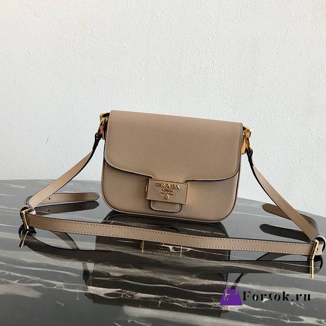Prada Leather Emblème Bag Light Beige 1BD217 20.5x14x5cm - 1