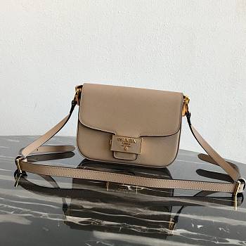 Prada Leather Emblème Bag Light Beige 1BD217 20.5x14x5cm