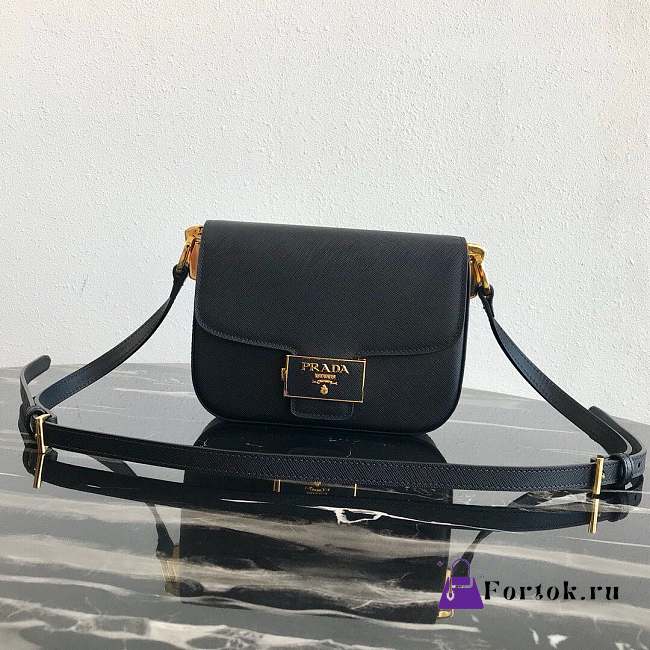 Prada Leather Emblème Bag Black 1BD217 20.5x14x5cm - 1