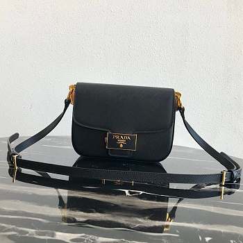 Prada Leather Emblème Bag Black 1BD217 20.5x14x5cm