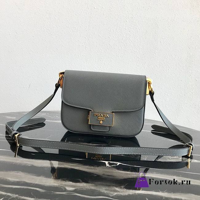 Prada Leather Emblème Bag Gray 1BD217 20.5x14x5cm - 1