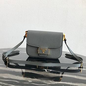 Prada Leather Emblème Bag Gray 1BD217 20.5x14x5cm