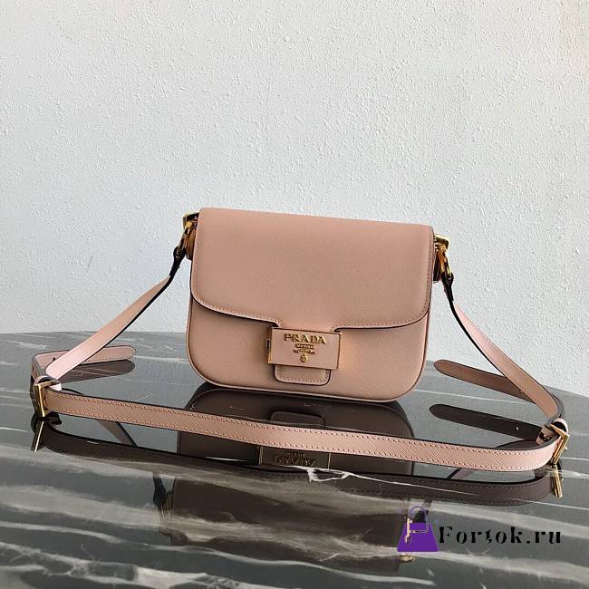 Prada Leather Emblème Bag Powder Pink 1BD217 20.5x14x5cm - 1