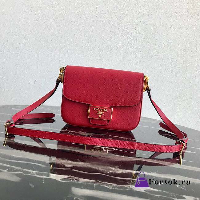 Prada Leather Emblème Bag Powder Red 1BD217 20.5x14x5cm - 1