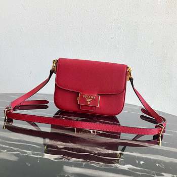 Prada Leather Emblème Bag Powder Red 1BD217 20.5x14x5cm