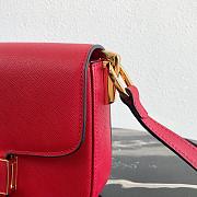 Prada Leather Emblème Bag Powder Red 1BD217 20.5x14x5cm - 5