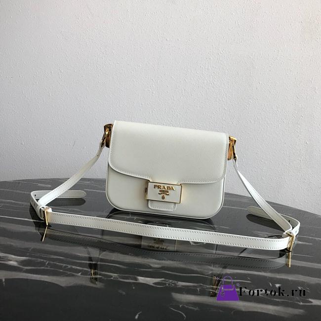 Prada Leather Emblème Bag Powder White 1BD217 20.5x14x5cm - 1