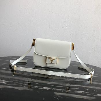 Prada Leather Emblème Bag Powder White 1BD217 20.5x14x5cm