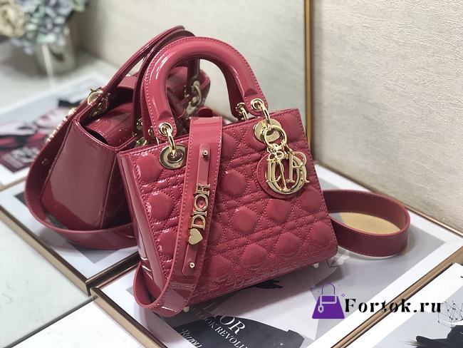 Dior Small Lady My Abcdior Pink Patent Leather Pink M0531 20x16.5x8cm - 1
