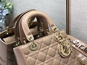 Dior Small Lady My Abcdior Pink Patent Leather Beige M0531 20x16.5x8cm - 3