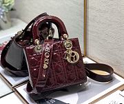 Dior Small Lady My Abcdior Pink Patent Leather Burgundy M0531 20x16.5x8cm - 1