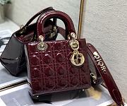 Dior Small Lady My Abcdior Pink Patent Leather Burgundy M0531 20x16.5x8cm - 5