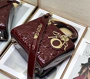 Dior Small Lady My Abcdior Pink Patent Leather Burgundy M0531 20x16.5x8cm - 3