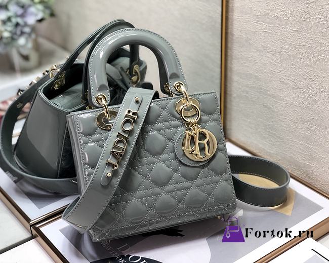 Dior Small Lady My Abcdior Pink Patent Leather Gray M0531 20x16.5x8cm - 1