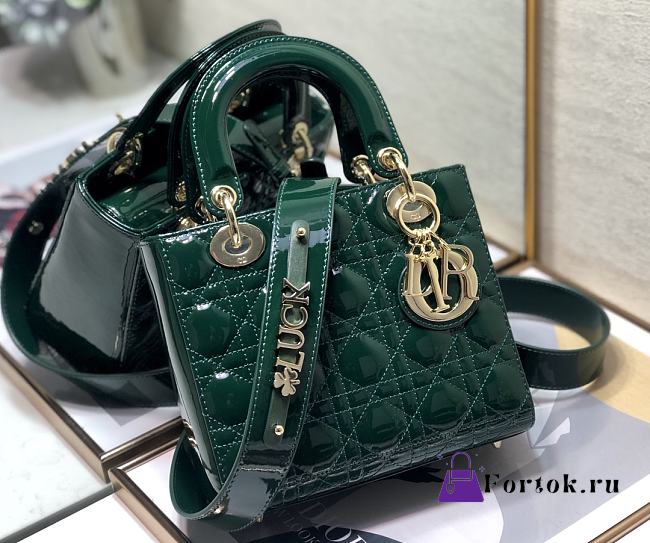 Dior Small Lady My Abcdior Pink Patent Leather Green M0531 20x16.5x8cm - 1
