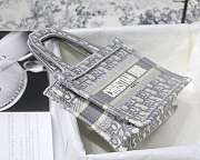 Dior Mini Book Tote Oblique Embroidery Gray S5475 23x17x7cm - 6