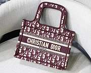 Dior Mini Book Tote Oblique Embroidery Burgundy S5475 23x17x7cm - 1