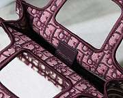 Dior Mini Book Tote Oblique Embroidery Burgundy S5475 23x17x7cm - 4