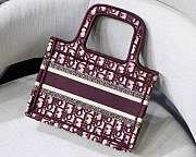 Dior Mini Book Tote Oblique Embroidery Burgundy S5475 23x17x7cm - 5