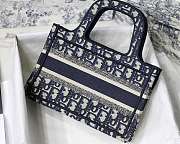Dior Mini Book Tote Oblique Embroidery Blue S5475 23x17x7cm - 5