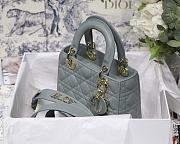 Dior Lady Dior My Aaccdior Bag Cannage Leather Blue Gray M0538 20x16.5x8cm - 4