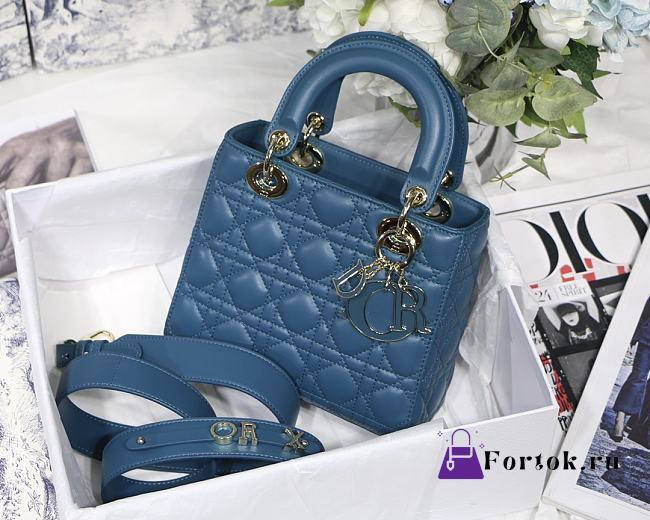Dior Lady Dior My Aaccdior Bag Cannage Leather Dark Blue M0538 20x16.5x8cm - 1