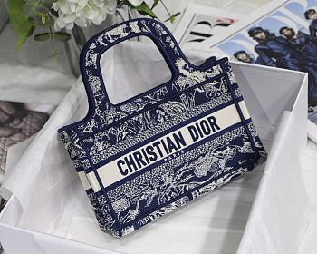 Dior Mini Book Tote Toile De Jouy Embroidery Blue S5475 23x17x7cm