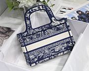 Dior Mini Book Tote Toile De Jouy Embroidery Blue S5475 23x17x7cm - 3