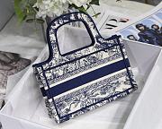 Dior Mini Book Tote Toile De Jouy Embroidery White/Blue S5475 23x17x7cm - 6
