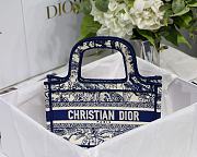 Dior Mini Book Tote Toile De Jouy Embroidery White/Blue S5475 23x17x7cm - 5