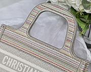 Dior Mini Book Tote Multicolor Tripes Embroidery S5475 23x17x7cm - 5
