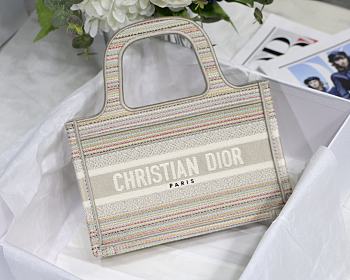 Dior Mini Book Tote Multicolor Tripes Embroidery S5475 23x17x7cm