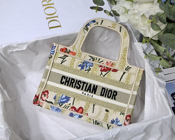 Dior Mini Book Tote Flower Embroidery S5475 23x17x7cm