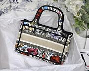 Dior Mini Book Tote Flower Embroidery Red S5475 23x17x7cm - 4