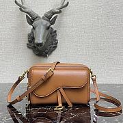 Dior Mini Saddle Shoulder Strap Pouch Leather Brown S5671 10.5x5cm - 1