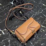 Dior Mini Saddle Shoulder Strap Pouch Leather Brown S5671 10.5x5cm - 5