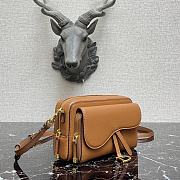 Dior Mini Saddle Shoulder Strap Pouch Leather Brown S5671 10.5x5cm - 4