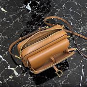 Dior Mini Saddle Shoulder Strap Pouch Leather Brown S5671 10.5x5cm - 2