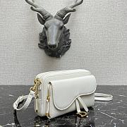 Dior Mini Saddle Shoulder Strap Pouch Leather White S5671 10.5x5cm - 3