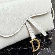 Dior Mini Saddle Shoulder Strap Pouch Leather White S5671 10.5x5cm - 6