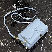 Dior Mini Saddle Shoulder Strap Pouch Leather Blue S5671 10.5x5cm - 5