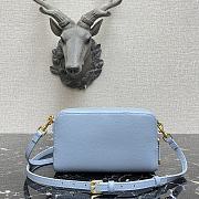 Dior Mini Saddle Shoulder Strap Pouch Leather Blue S5671 10.5x5cm - 3
